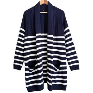 TALBOTS Cashmere Blend Soft Cozy Chunky Knit Striped Long Sweater Cardigan Sz 1X
